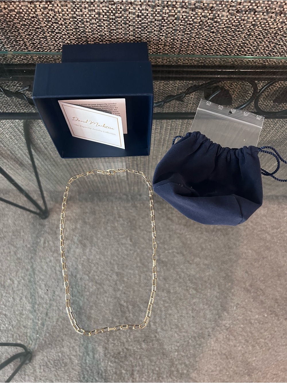 David Markstein Italian Jewelry Gold Paperclip Chain Necklace 18"
